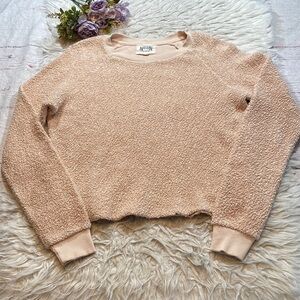 Nation LTD Textured Raglan Raw Hem Pullover Sweatshirt sz S